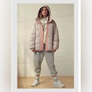 Free People Parker Packable Puffer Jacket Silver Dusk